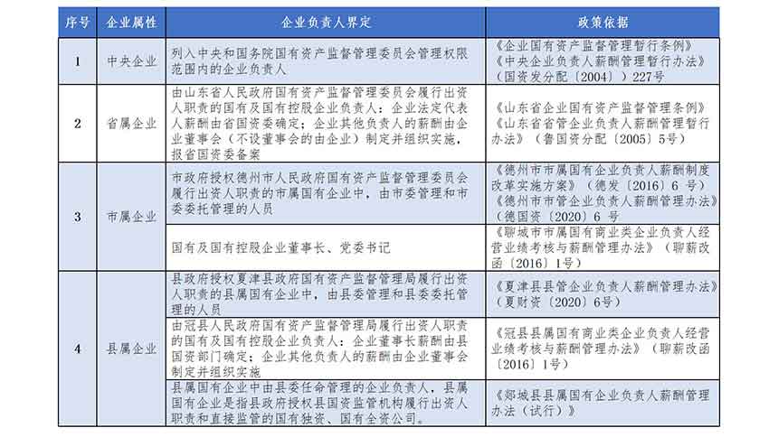 表1-1  從政策看國(guó)有企業(yè)負(fù)責(zé)人范疇（以山東省為例）